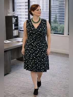 JOE Fresh knee length wrap dress, soft comfortable material.